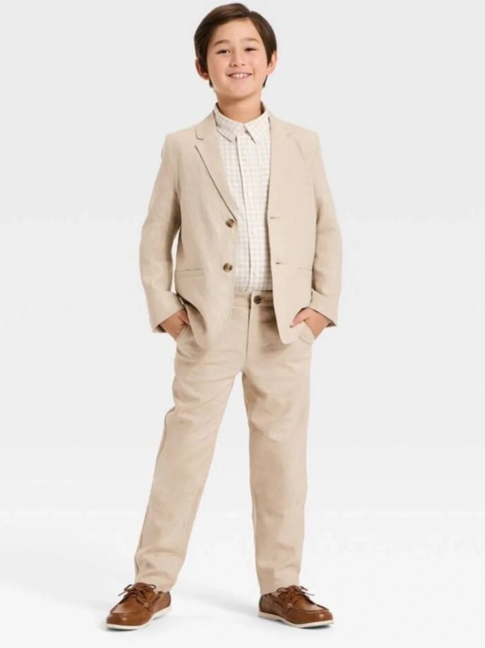 Cat & Jack - Boys' Linen Suit Jacket - Cat & Jack Beige